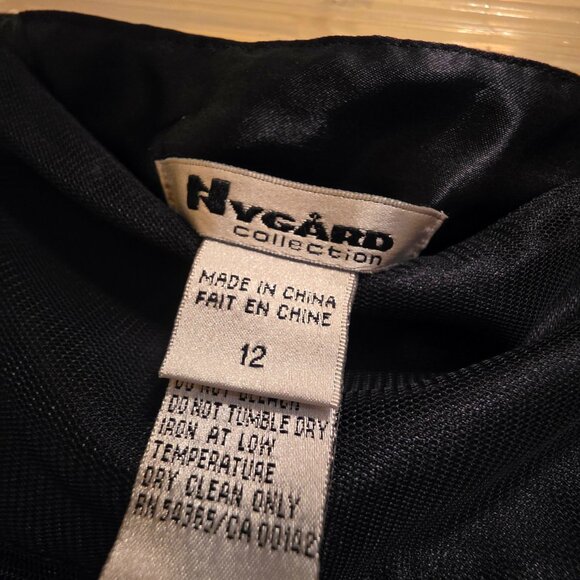 Nygard Collection Flared Navy Blue w/ White Embroidery Flowers w/ Sheer Overlay - Picture 4 of 6